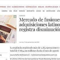 Mercado de fusiones y adquisiciones latinoamericano registra disminucin de 21%